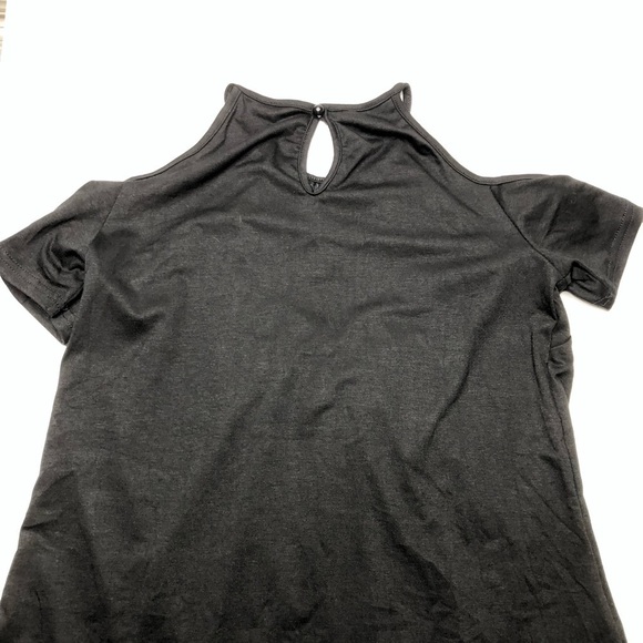 Black Cold Off Shoulder Lace‎ Detail Front Keyhole Detail Back Tunic Blouse SZ M - Picture 14 of 16